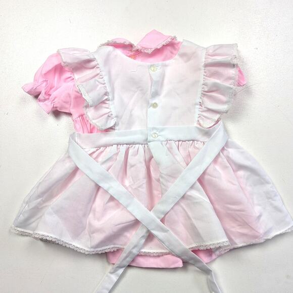 Vintage Dress Baby Girls Size 9-12m Pink Embroidered Pinafore - Picture 5 of 5